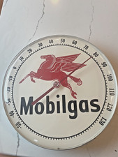 Vintage Mobilgas Pegasus 12in Round Thermometer Gas Station Advertising Sign picture