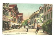 Pre 1910 unused swiss postcard main street interlaken switzerland picture