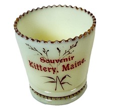 Kittery , MAINE ME Uranium Antique Custard Glass Souvenir Trinket Ribbed Cup picture