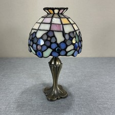 Vtg PartyLite Hydrangea Tiffany Style Stained Glass Shade Candle Lamp 10.75