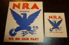 Vintage 1933 NRA National Recovery Administration Blue Eagle Decals Set of 2 NOS picture