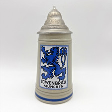 VINTAGE Stoneware LOWENBRAU MUNICH .5L Beer Stein Lidded picture