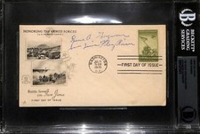 Rene A. Gagnon Iwo Jima Flag Raiser Autographed WWII 1945 Stamped FDC BECKETT picture