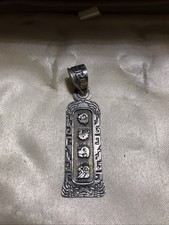 Rare Vintage Aztec Mexican Charm 925 Silver Cartouche 2” Signed picture