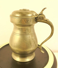 Antique 19th Scottish Pewter Imperial Pint Lidded Measure Glasgow Tavern Tankard picture