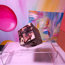 UV Reactive Fluorescent Mineral Polished Stone Cube Specimen, approx 3 in picture