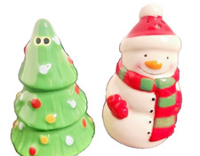 Christmas Tree Snowman Holiday Salt Pepper Shakers  (T162) picture
