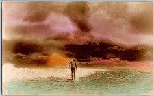 Vintage 1909 Color Tinted JJ WILLIAMS Hawaii RPPC Artura Postcard Surfing Surfer picture