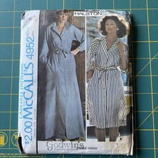 Vtg 1970s McCalls 4952 HALSTON shirt DRESS pattern UNCUT sz 8 knee / MAXI DISCO picture