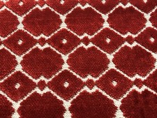 Stroheim Geometric Cut Velvet Upholstery Fabric- Balleroy / Ruby 0.85 yd 8266704 picture