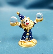 Spoontiques 1985 Blue Pewter Clown 24K Gold Tone Balancing Swarovski Crystal Bal picture