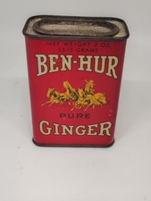 Vintage Ben Hur Pure Ginger Tin Metal 2 oz Quarter Full picture