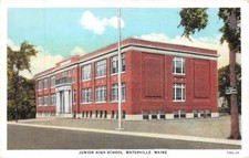 WATERVILLE, ME Maine JUNIOR HIGH SCHOOL Kennebec County c1920s Postcard picture