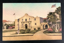 THE ALAMO San Antonio,Texas Postcard Vintage USA TX FLAG Street View Unused VTG picture