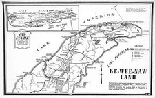 J84/ Ke-Wee-Naw Land Michigan RPPC Postcard c1940s Map Isle Royale 19 picture