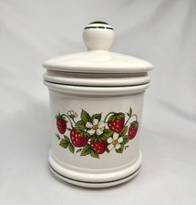 VTG 1970s Sears Roebuck Strawberry Fields Ceramic Canister 8” Tall Cottagecore picture