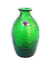 Blenko #2135L Strata Vase 2025 8.5” Green Beehive Textured 7.5” Unique Unused picture