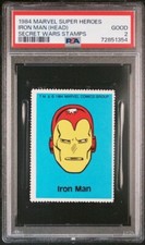 PSA 2 GOOD IRON MAN HEAD IRONMAN 1984 MARVEL SECRET WARS SUPER HERO STAMP *TPHLC picture