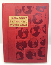 Hammond’s Standard World Atlas 1949 Hardcover Vintage Maps Color Photos picture