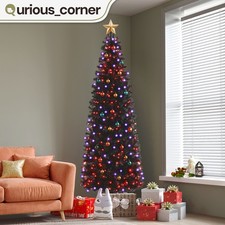 7.5ft Slim Black Pencil Christmas Tree 1000 Tips 350 LED 3 Color 11 Modes Lights picture