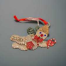 Mr. Bingle Rhinestone Christmas Ornament 2020 Red Bow Holding Candy Cane  picture