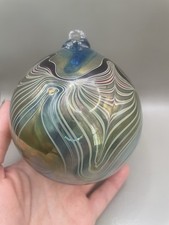 VTG 1999 Signed Marc S. Boutte Hand Blown Glass Multicolor Swirl 4.5” Ornament picture