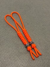 95 Paracord Micro Knife Lanyard 2pk, Orange Cord  Snake Knot With Metal Bead picture