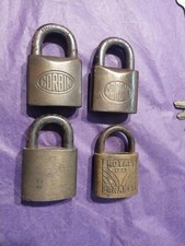 4 Vtg Antique CORBIN BRASS Padlocks 1909 PATENT ROYAL  picture