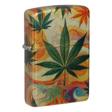 Zippo 47270, Cannabis Leaf Design, 540 Fusion Tumbled Chrome Lighter picture