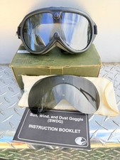 Vintage 1974 US Military Sun Wind Dust Goggles Box Spare Lens Instructions picture