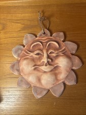 Vintage Clay Sun Sculpture Handcrafted 10”x10” picture