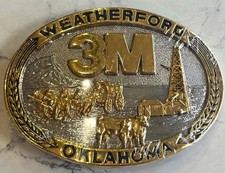 3M Company Belt Buckle Vintage 1980s Weatherford Oklahoma Oil Gas Western Award picture