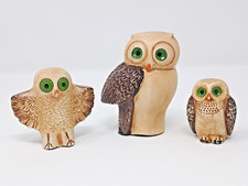 Owl Figurines set of 3 vintage European ceramic made in Portugal MCM picture
