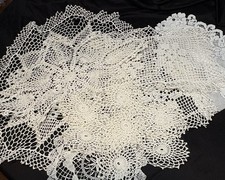 VTG Hand Crocheted Doilies Lot Various Sizes/Shapes picture