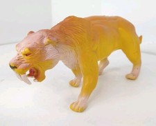 Vintage Imperial Toy Sabertooth Tiger Cat 1989 Prehistoric Yellow Orange Mammal picture