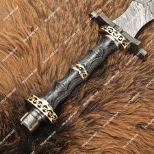 Unique Hand Forged Damascus Steel Medieval / Viking Sword With Leather Sheath. picture