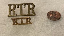 Pair Of Assorted BRITISH MILITARY CAP BADGES Royal Tank Regiment Collar Title picture
