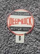 1935 VINTAGE DEEP ROCK GASOLINE MOTOR OILS GAS STATION PORCELAIN   SIGN  picture