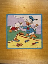 Vintage Disney Handkerchief Donald Duck Picnic rare 1960s/1970s cotton picture