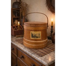 Antique Wooden Firkin | 19th Century Pantry Storage with Lid picture