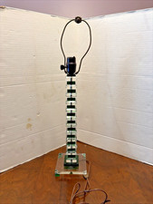 Vintage MCM Lucite Acrylic Stacked Cube Table Lamp Emerald Green 24