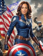 Superhero VP/Pres. Kamala Harris autographed 8.5x11 portrait litho photo REPRINT picture
