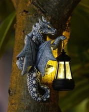 Goodeco Dragon Tree Hugger Solar Lantern Garden Statue 9.3 inches, Gray picture