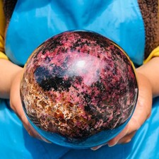 5.98LB Natural Rhodonite Sphere Reiki Energy Healing Crystal Specimen Gift picture