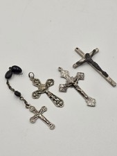 Vintage Catholic Crucifix Cross Pendant Lot of 4 Italy Pope John Paul II Rosary picture