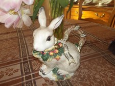 Vintage 1996 Fitz and Floyd Snowy Woods Rabbit Teapot Missing Lid picture