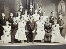 Antique 1902 J Leschinsky Grand Island NE Large Formal Group Portrait Photo picture