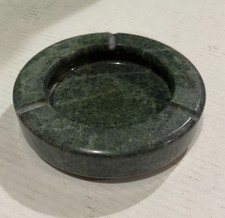 Vintage 1970s MCM Round Green Marble Ashtray Mid Century Modern Retro 6” Heavy picture