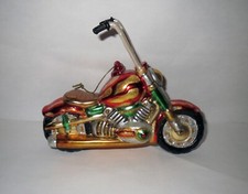 Exceptional Large BLOWN GLASS - MOTORCYCLE CHRISTMAS ORNAMENT picture