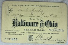 Antique 1899 Pass Baltimore and Ohio Railroad picture